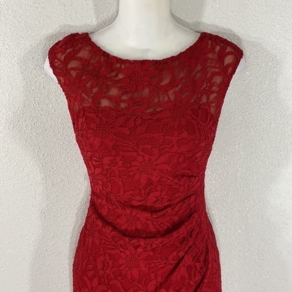 Lauren Ralph Lauren Red Lace Sheath Dress - Picture 2 of 13